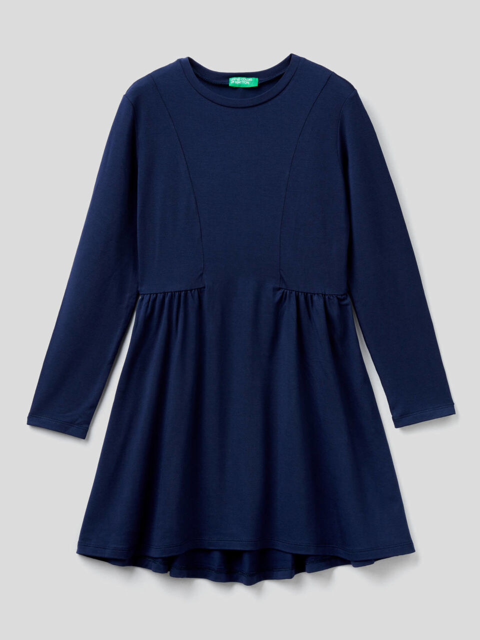 Long sleeve solid colored dress image number 1