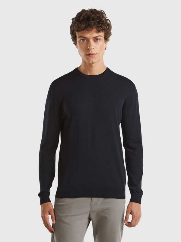 Crew neck sweater in 100% cotton Men