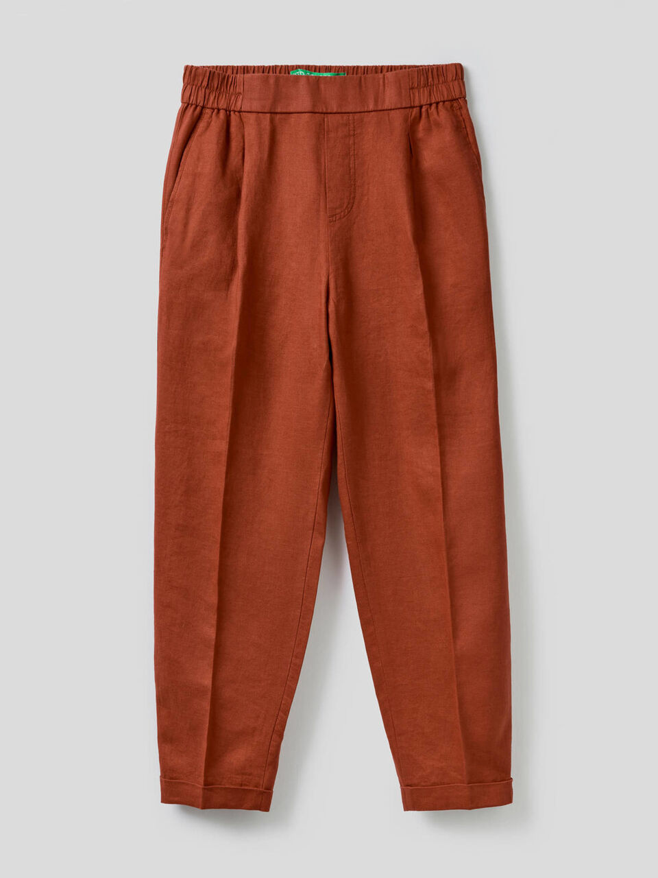 Cropped trousers in 100% linen image number 1