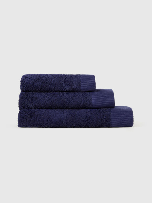 Dark blue towel set in 100% cotton