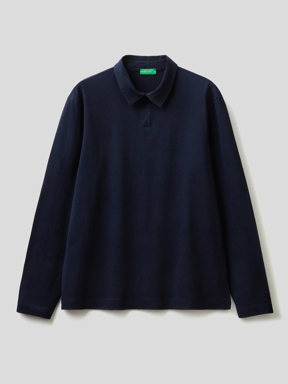 Long sleeve solid colored polo image number 1