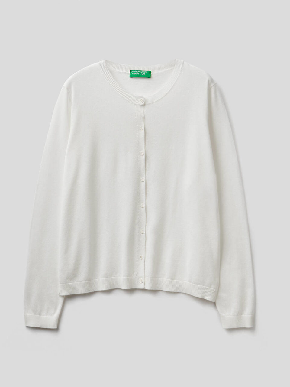 Cotton blend crew neck cardigan image number 1
