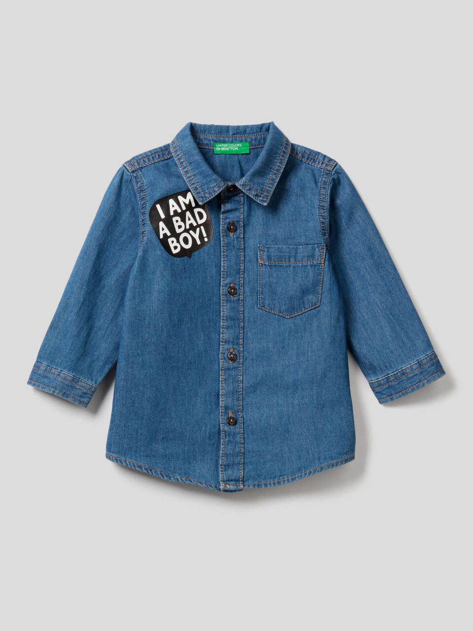 Jean shirt in 100% lightweight cotton image number 1