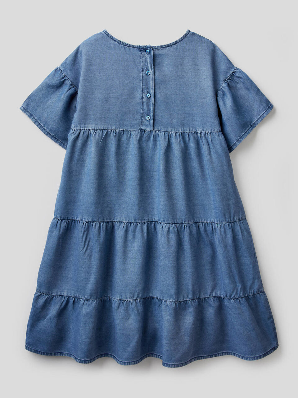 Denim look dress with frills image number null