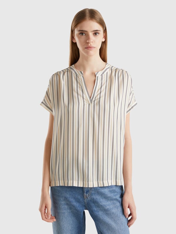 Striped blouse in pure viscose Women