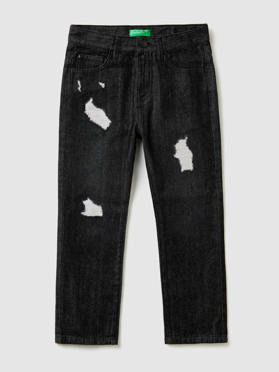 Straight leg jeans with tears image number 1