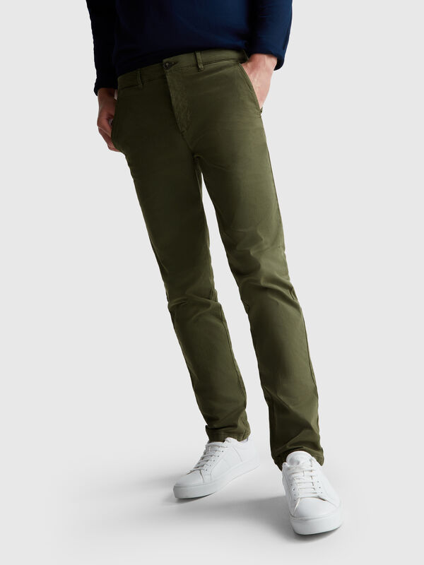 Slim fit cotton chinos Men