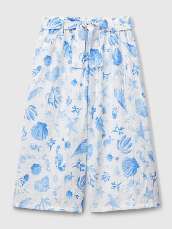 Palazzo trousers with navy print Junior Girl