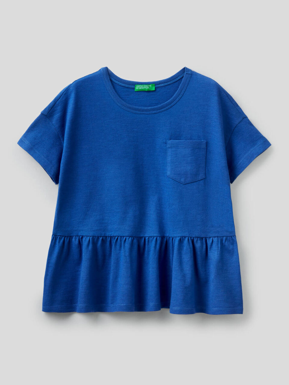 T-shirt in pure cotton with frill image number 1