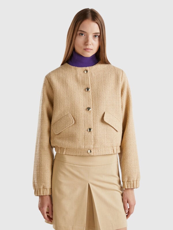 Bomber jacket with bouclé look Women