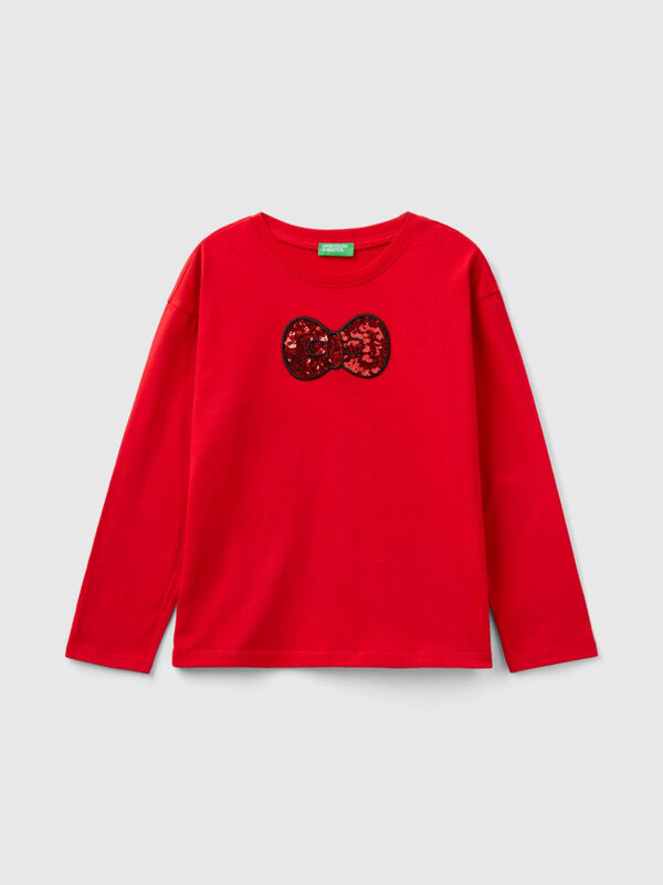 Warm cotton t-shirt with sequins Junior Girl