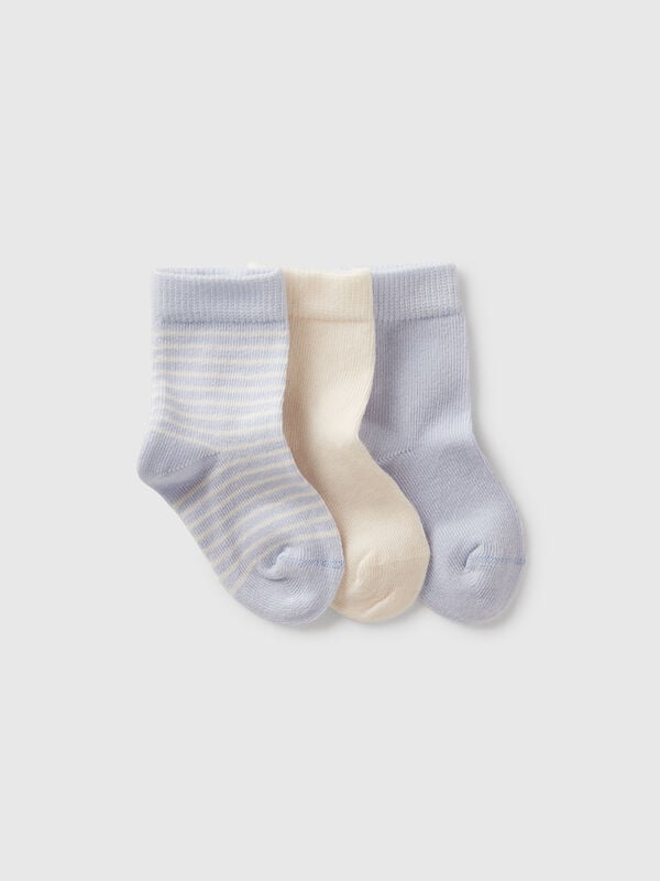 Three pairs of light blue and cream socks New Born (0-18 months)