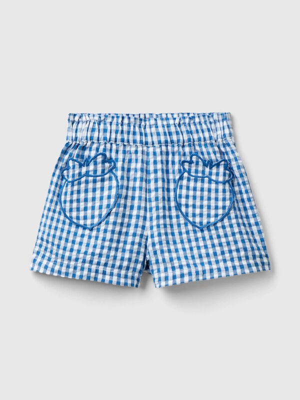 Vichy bermuda shorts with fruit pockets Junior Girl