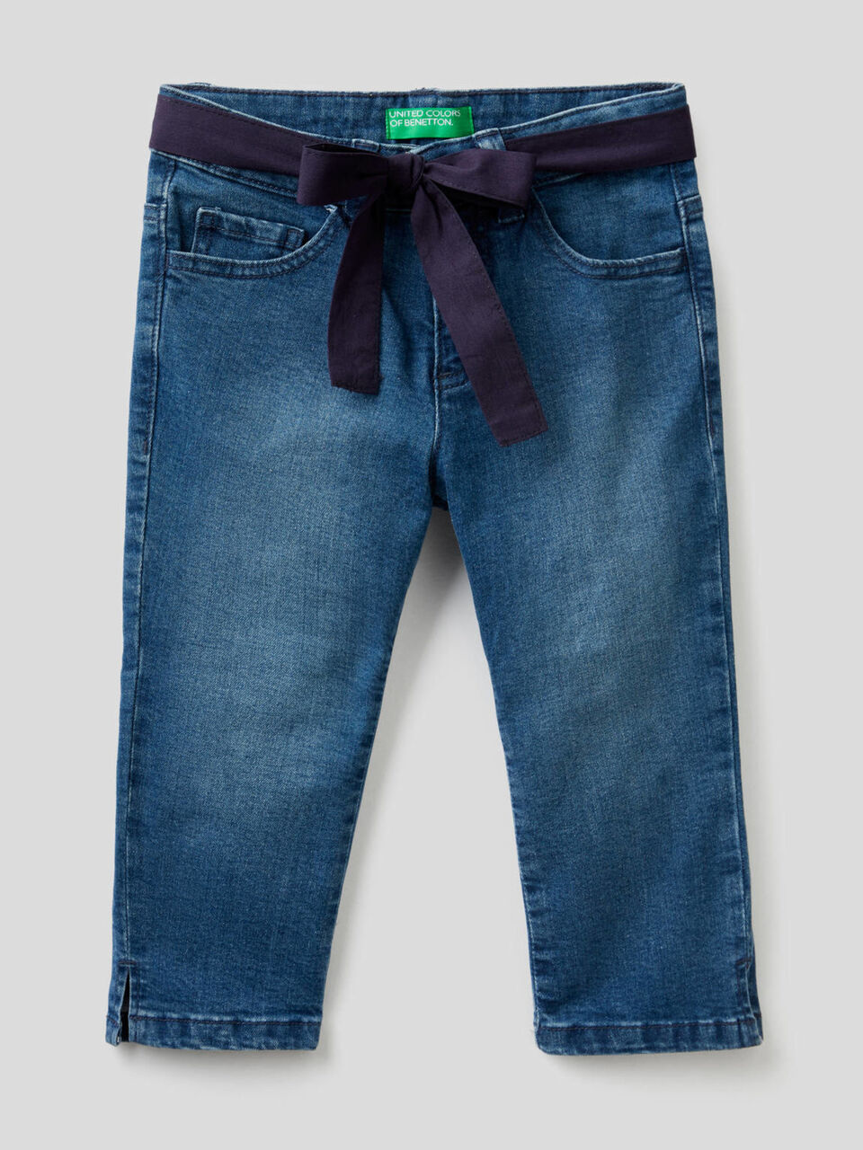Stretch jeans with fabric belt image number 1