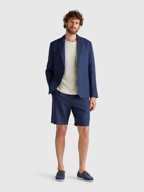 Striped bermudas in linen blend Men
