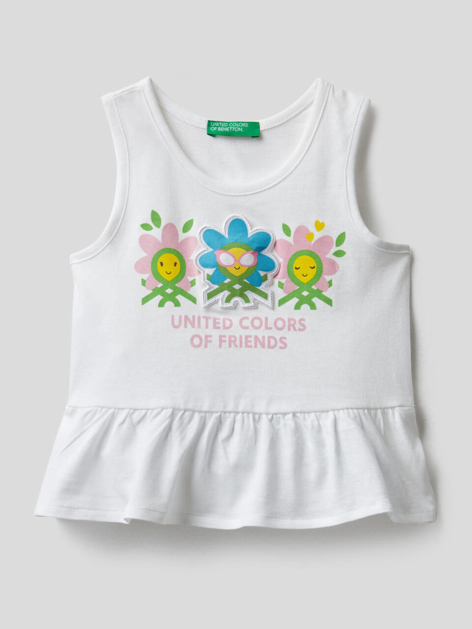 100% cotton tank top with frill on the bottom image number 1