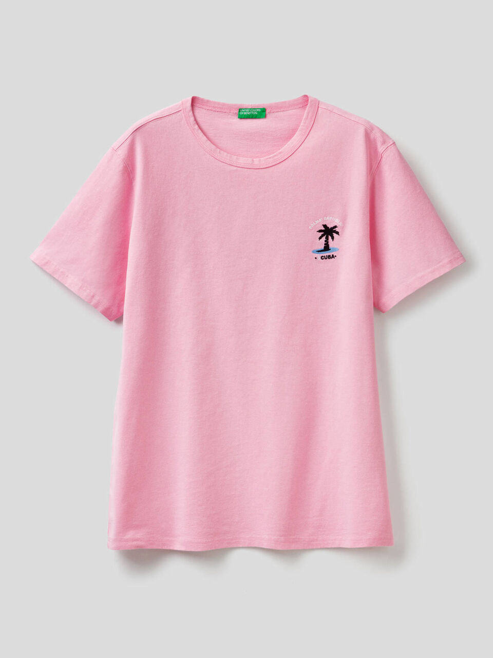 Pure cotton t-shirt with embroidery image number 1