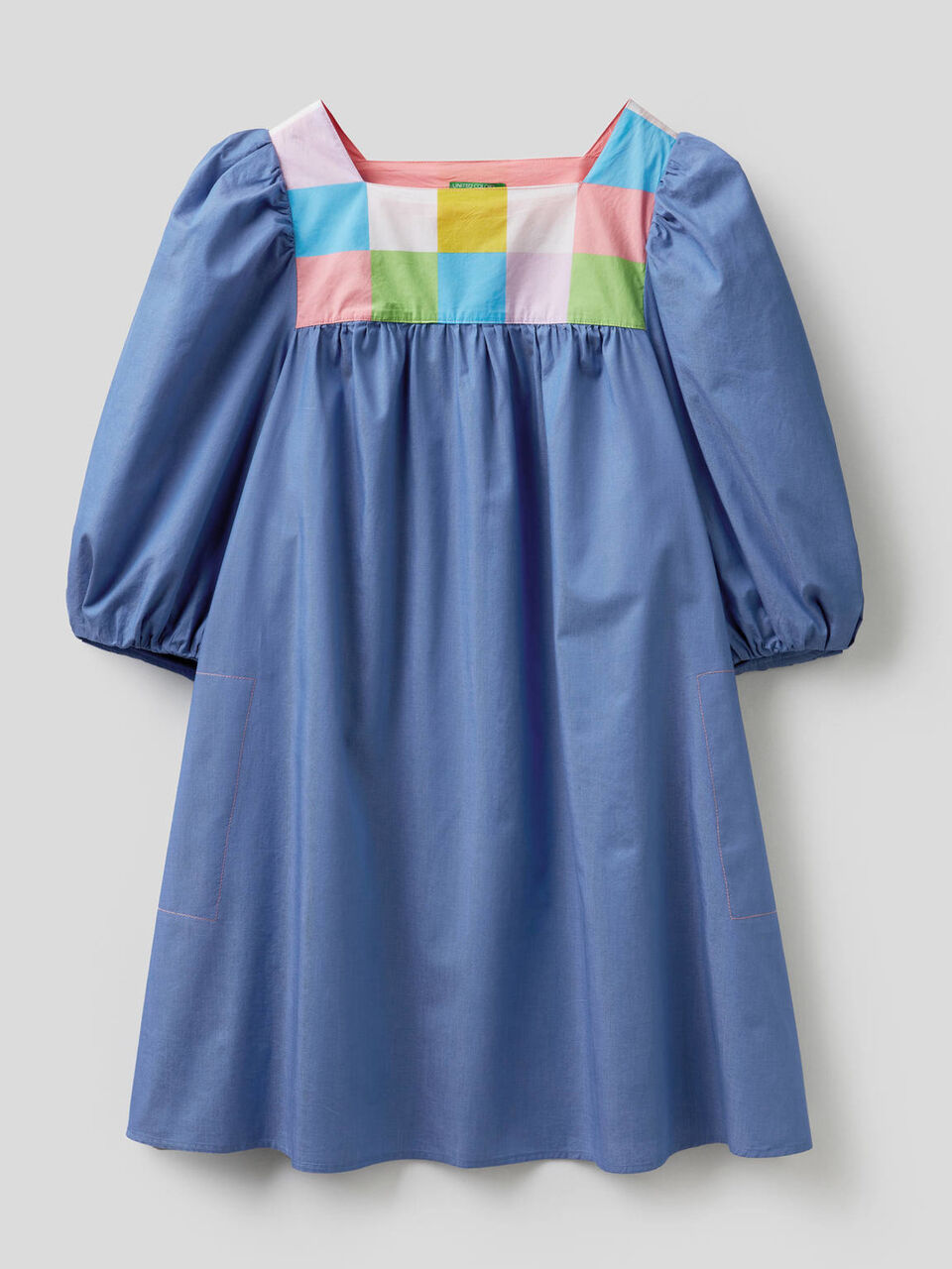 Short dress with 3/4 puff sleeves image number 1