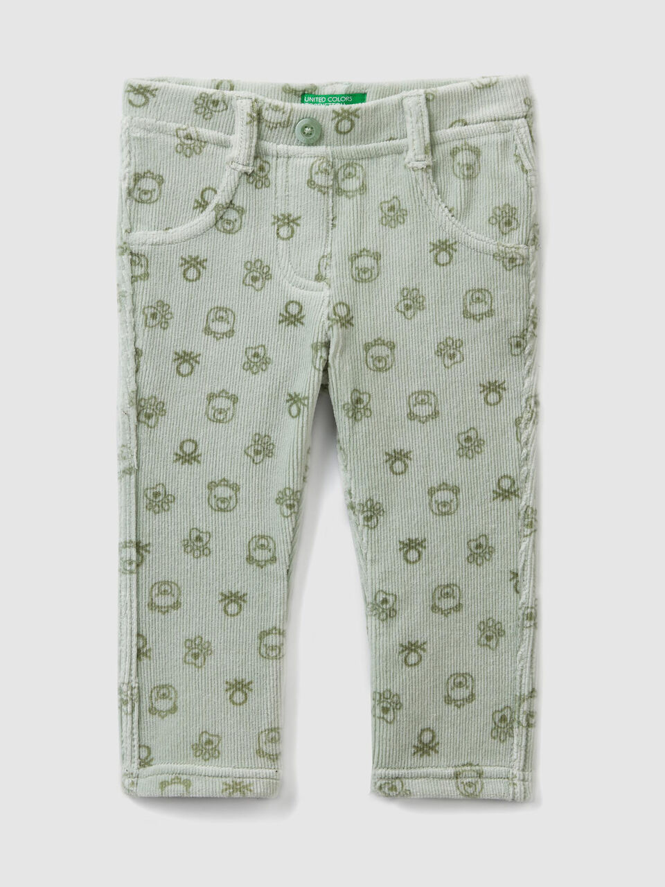 Printed ribbed trousers image number 1