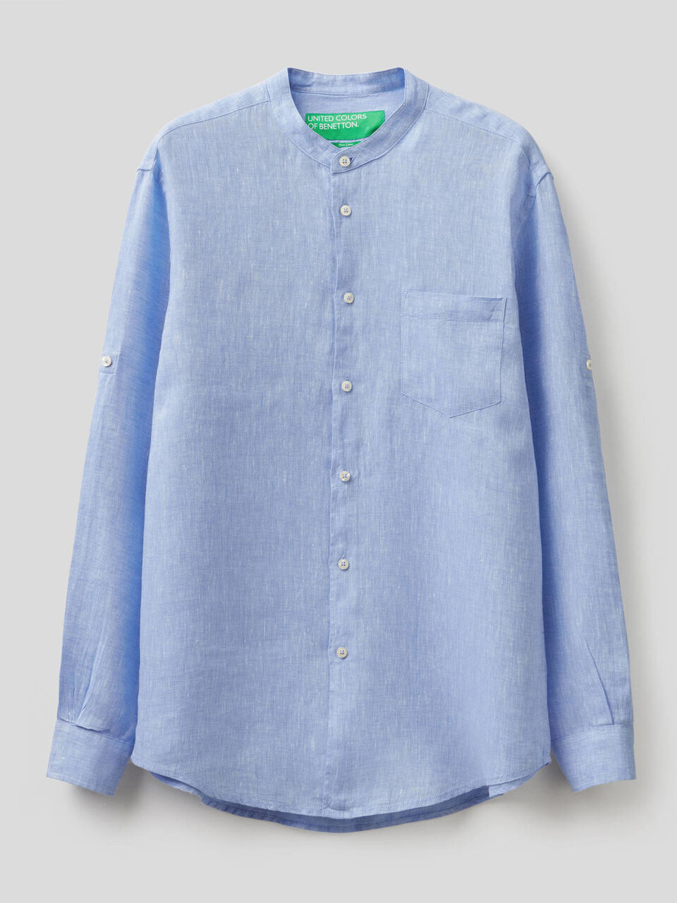 Linen short with Mandarin collar image number 1