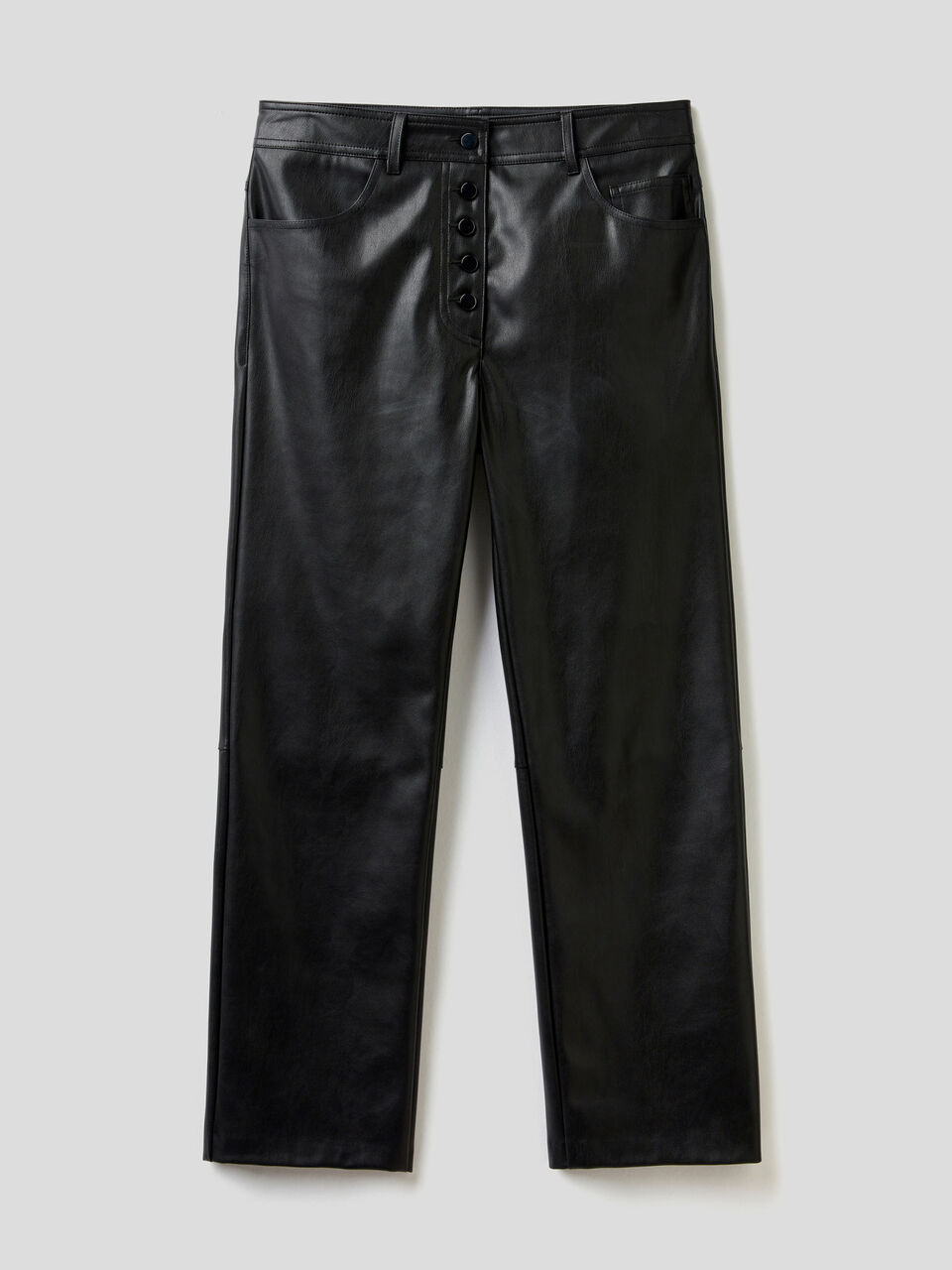 5-pocket trousers in imitation leather fabric image number 1