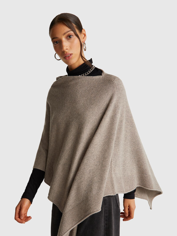 Cashmere blend poncho Women