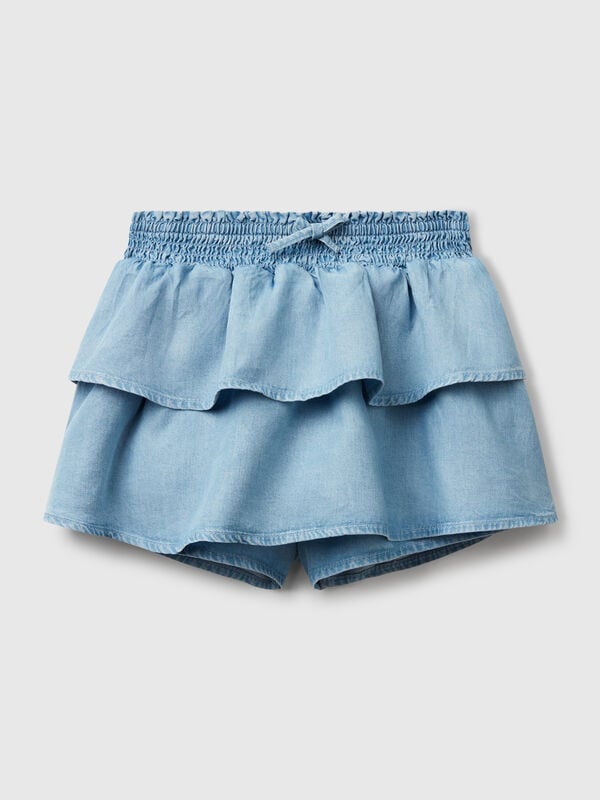 Mini skirt in chambray with frills Junior Girl