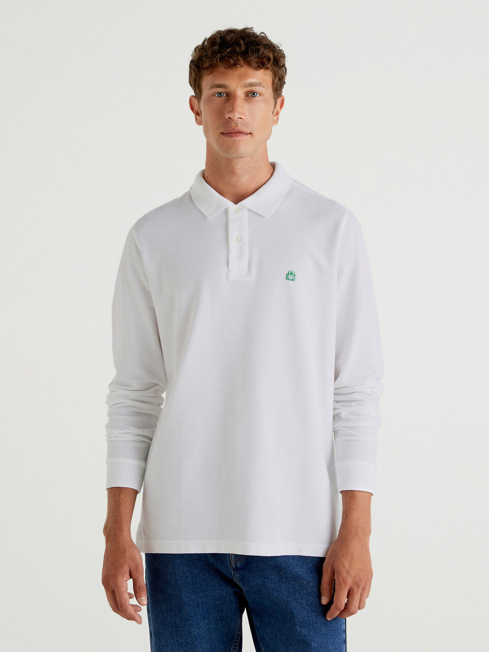 White cotton polo shirt mens clearance