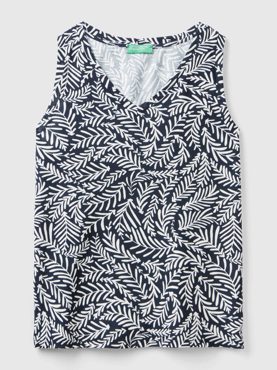 Tank top with tropical print - Black | Benetton