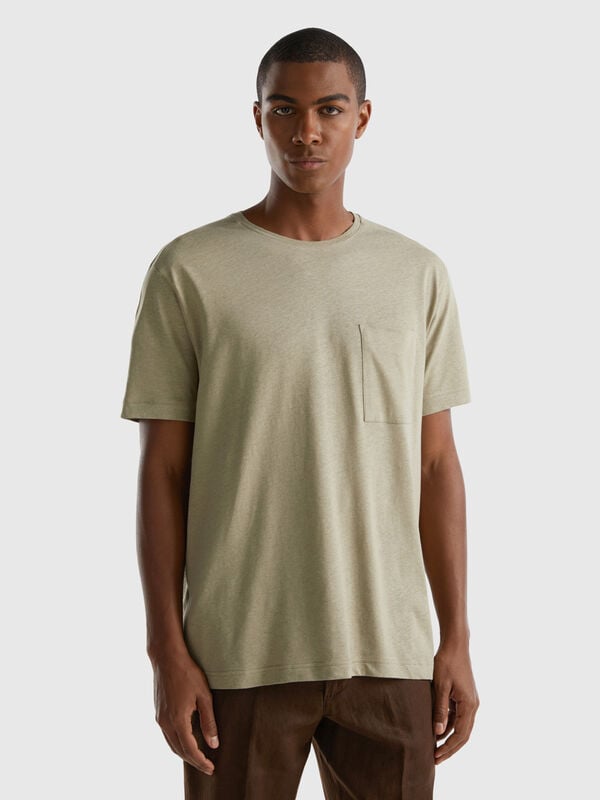T-shirt in linen blend with pocket Men