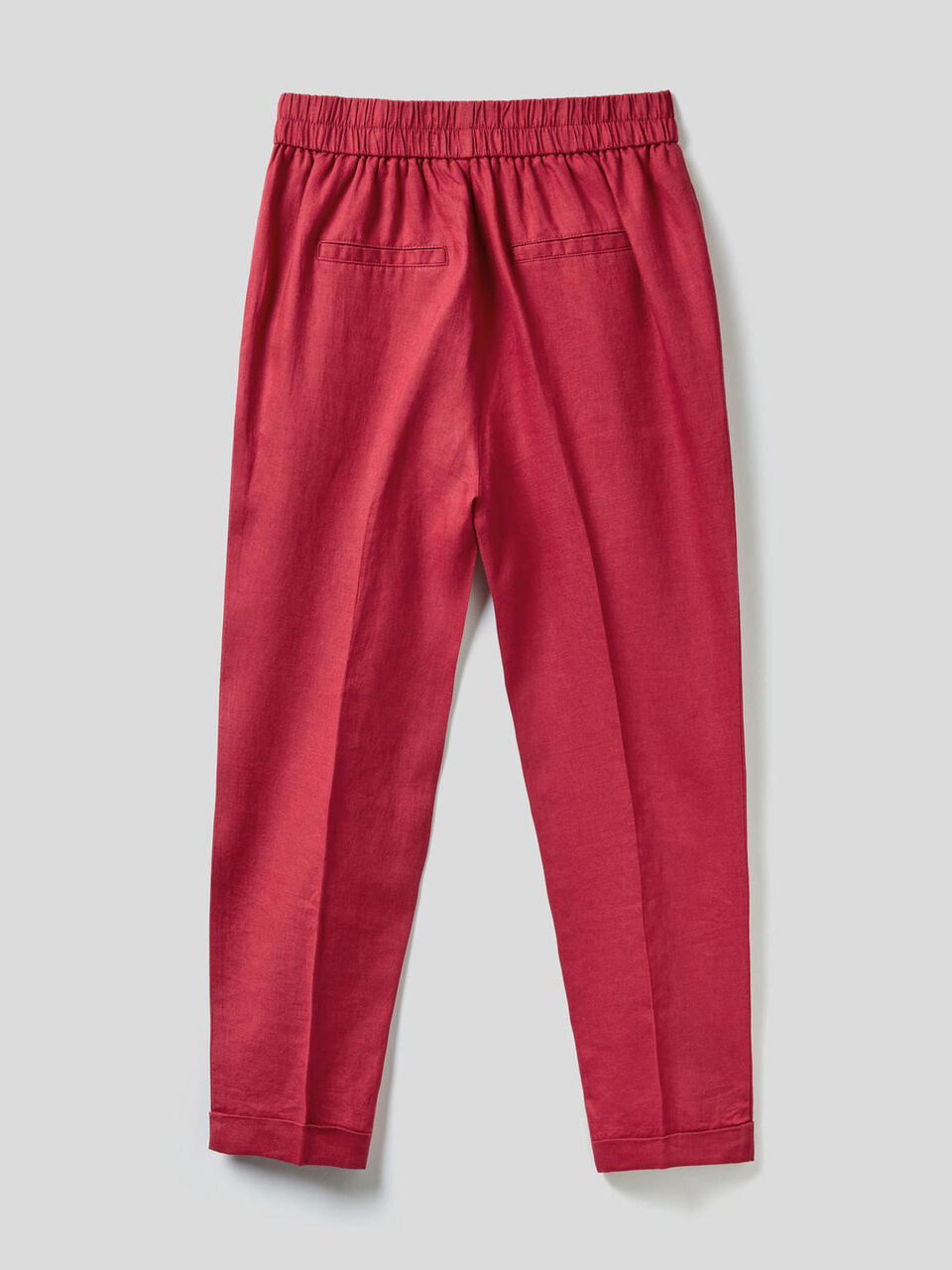 Cropped trousers in 100% linen image number null
