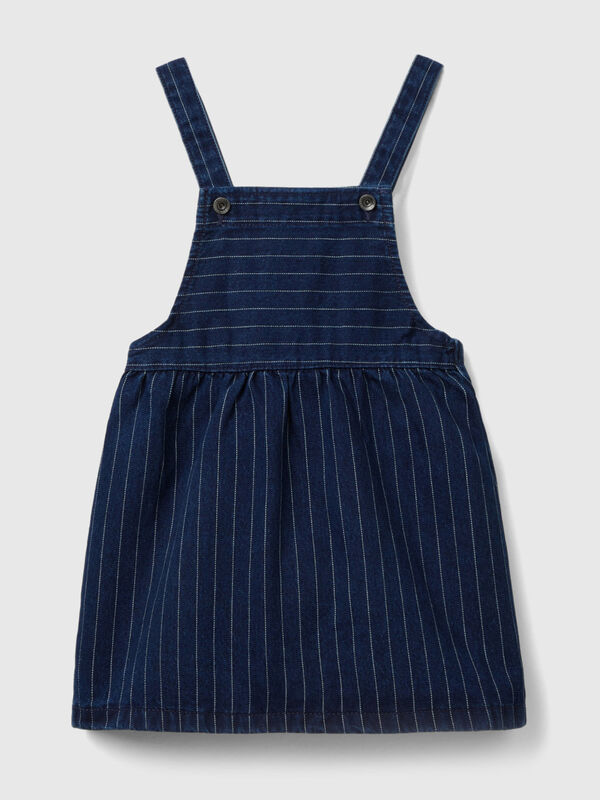 Denim overall skirt with pinstripes Junior Girl
