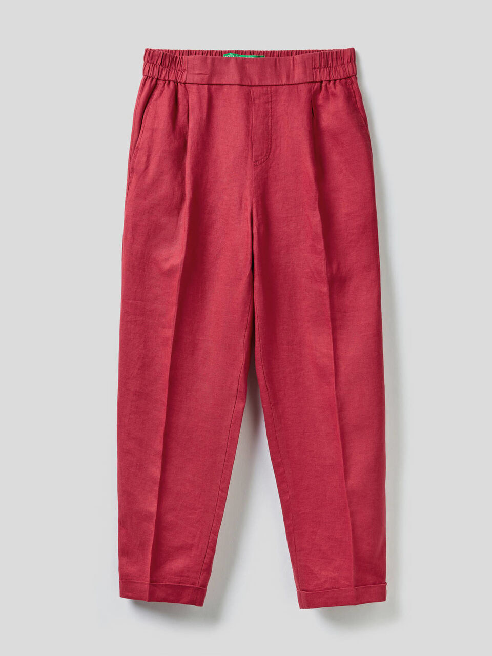 Cropped trousers in 100% linen image number null