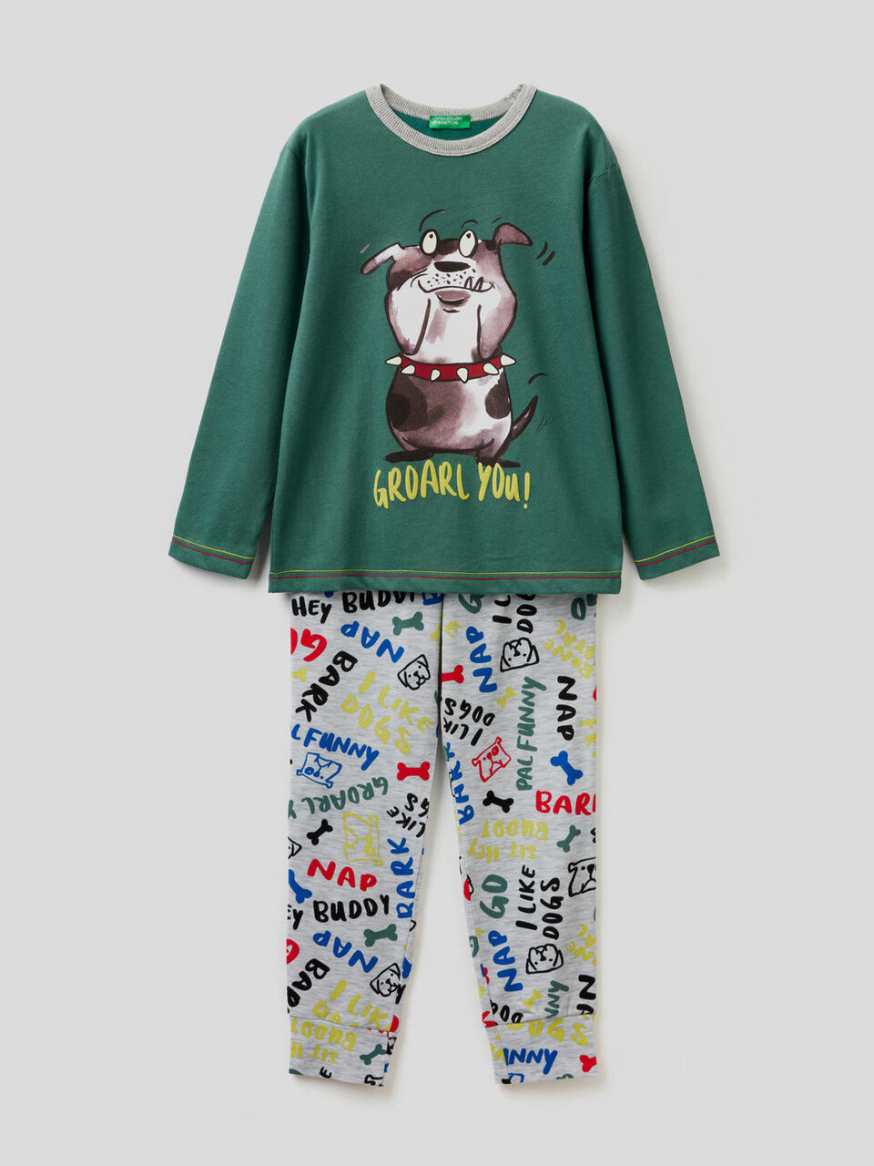 Cotton pyjamas with patterned trousers image number 1