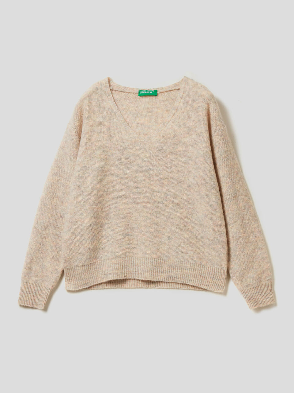 V-neck sweater in wool blend image number 1