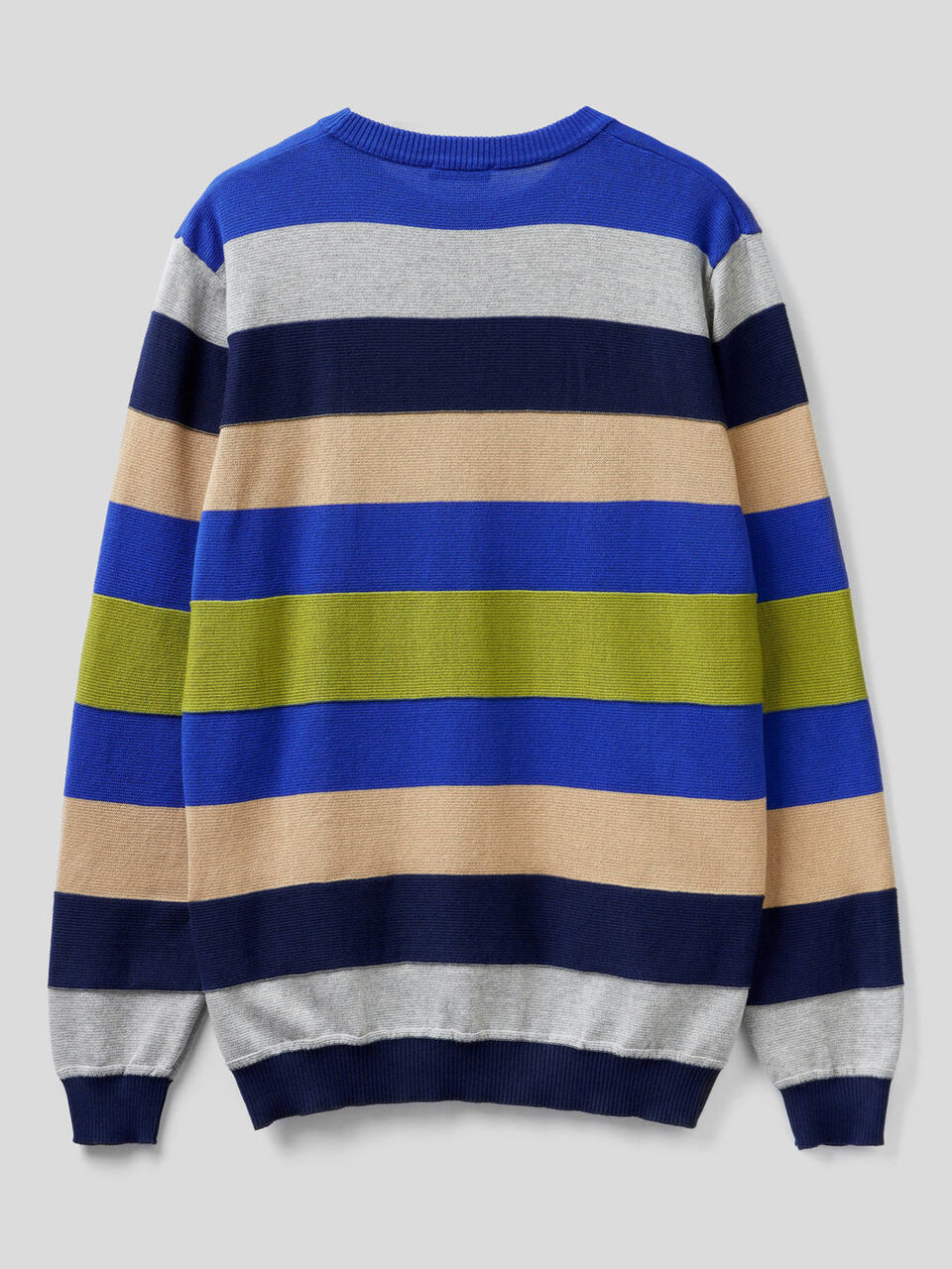 Striped sweater in warm 100% cotton image number 2