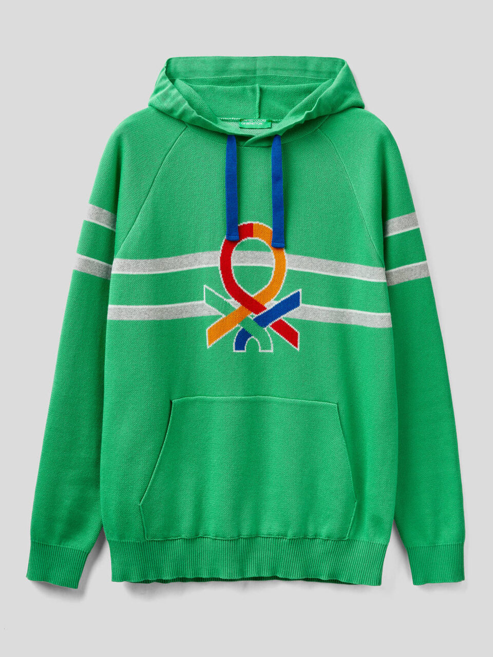 Sweater with hood and multicolor logo image number 1