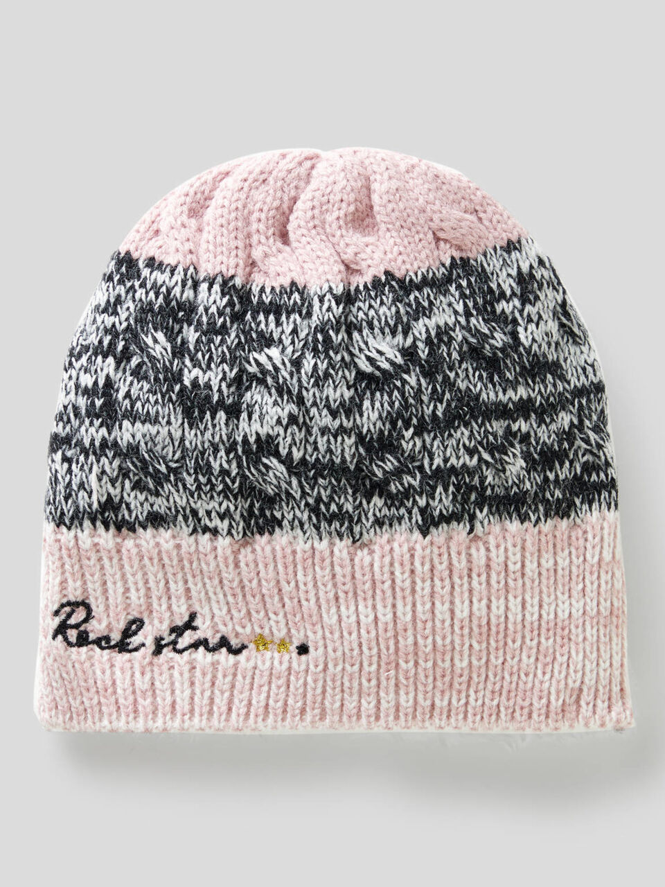 Knit fleece hat with embroidery image number 2