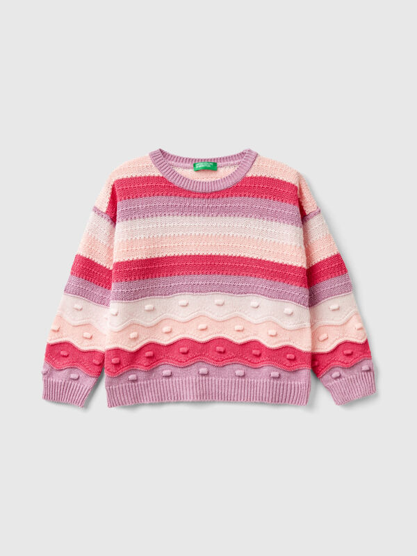 Striped sweater in recycled cotton blend Junior Girl