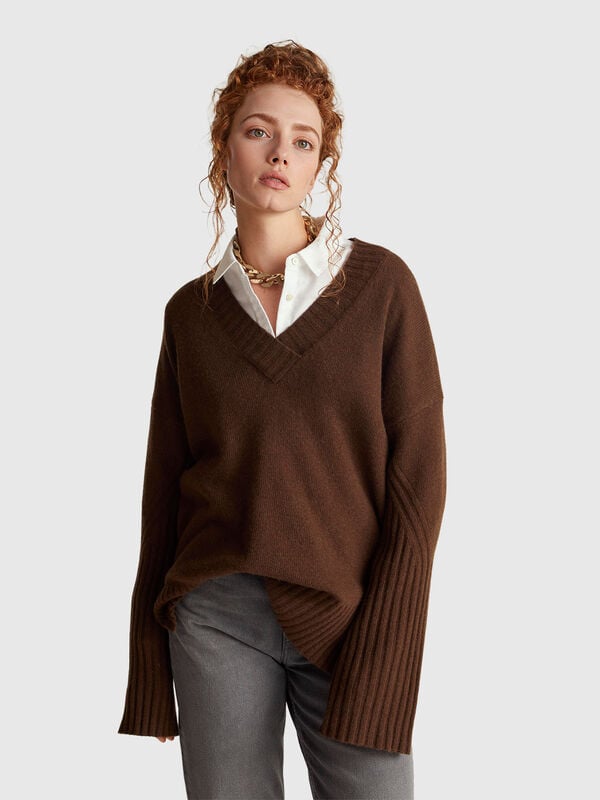 Oversized sweater in wool blend Women