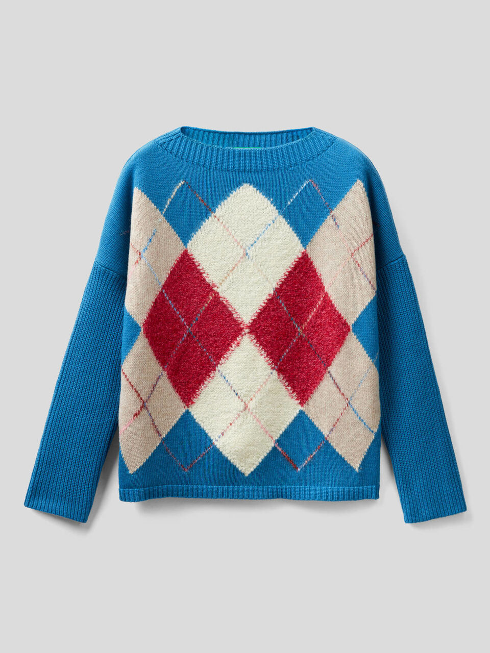 Argyle sweater in wool blend image number 1