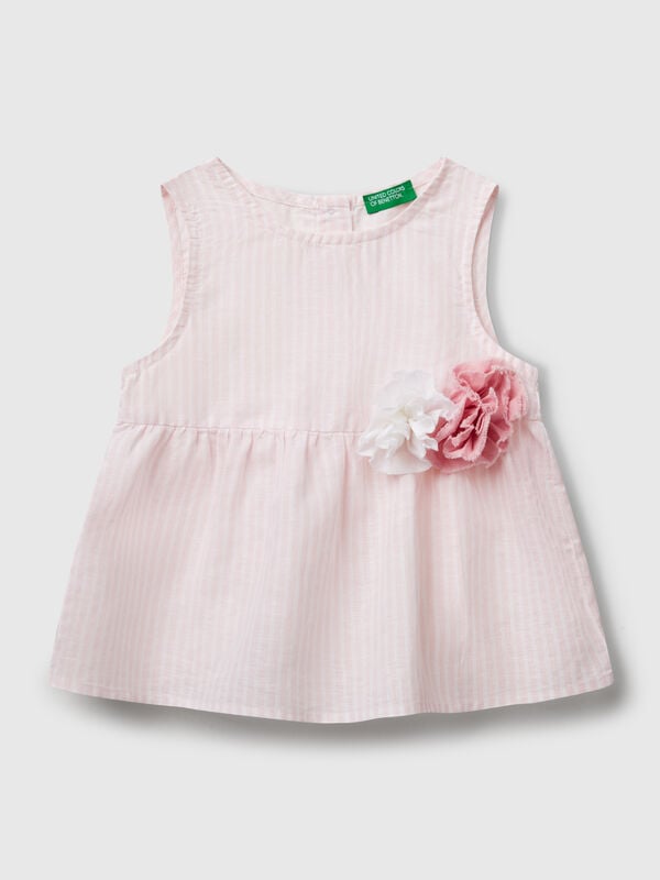 Floral blouse in linen blend Junior Girl