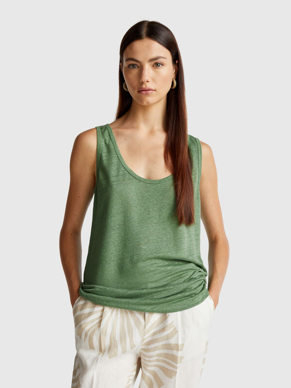 Tank top in pure linen Women