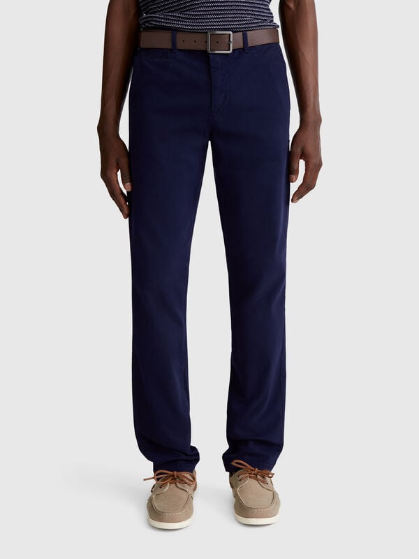 Dark blue slim fit chinos Men