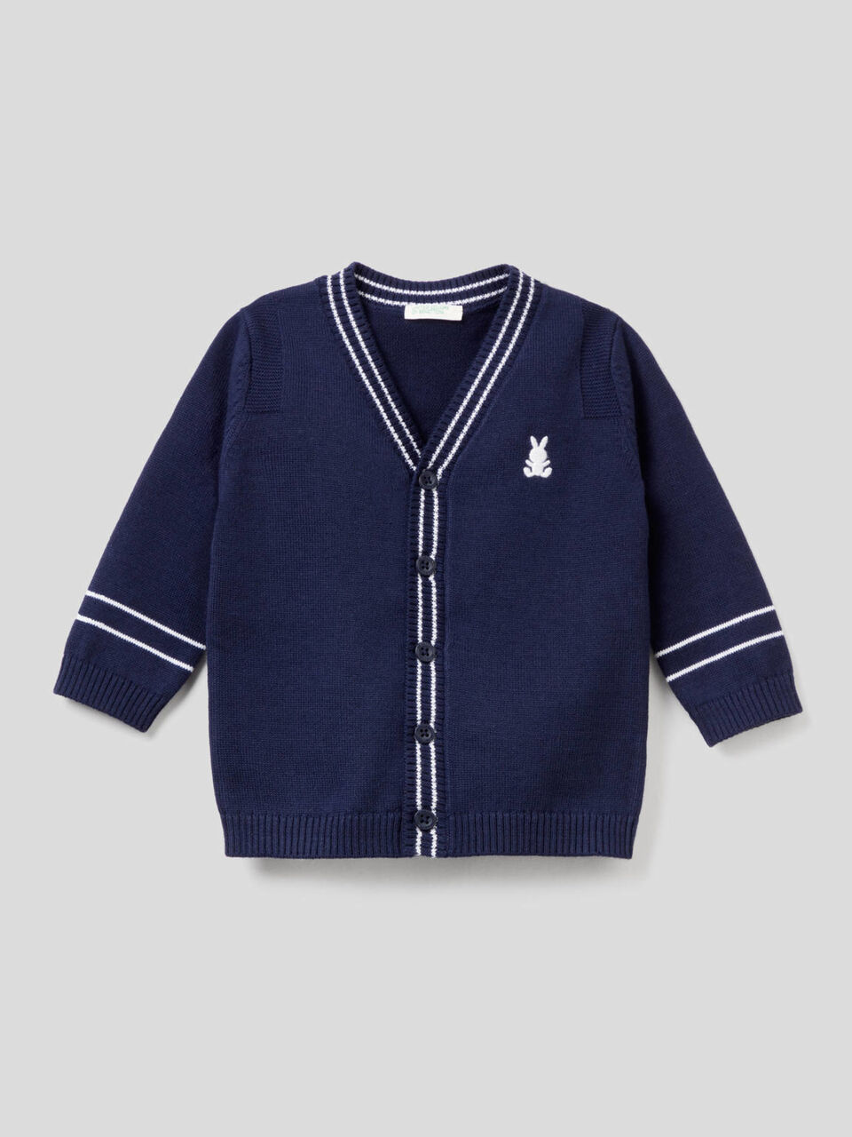 Cardigan with V-neck in pure cotton image number 1