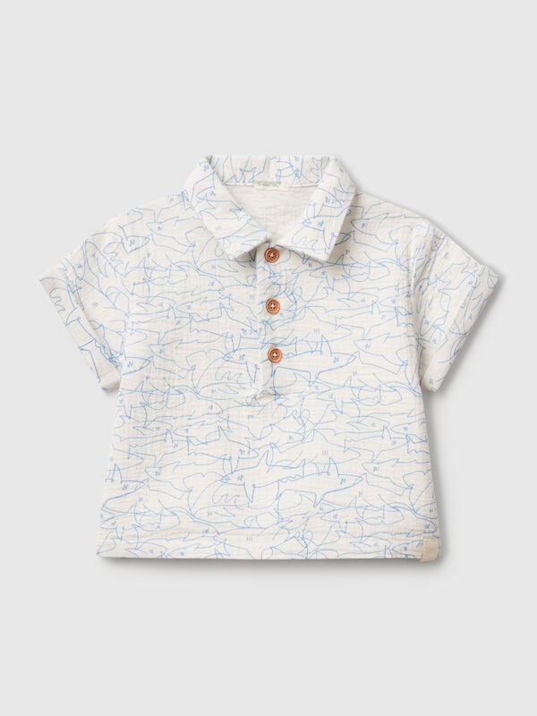 Polo with shark print New Born (0-18 months)