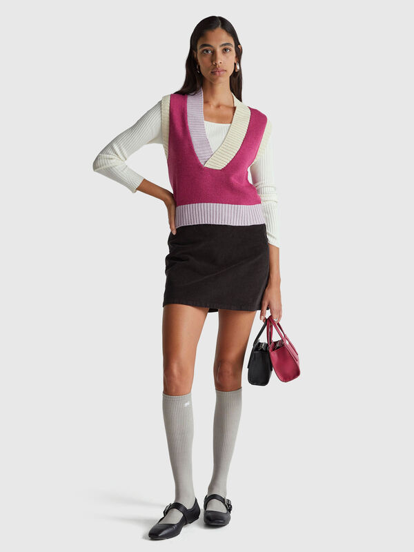 Color block knit vest Women