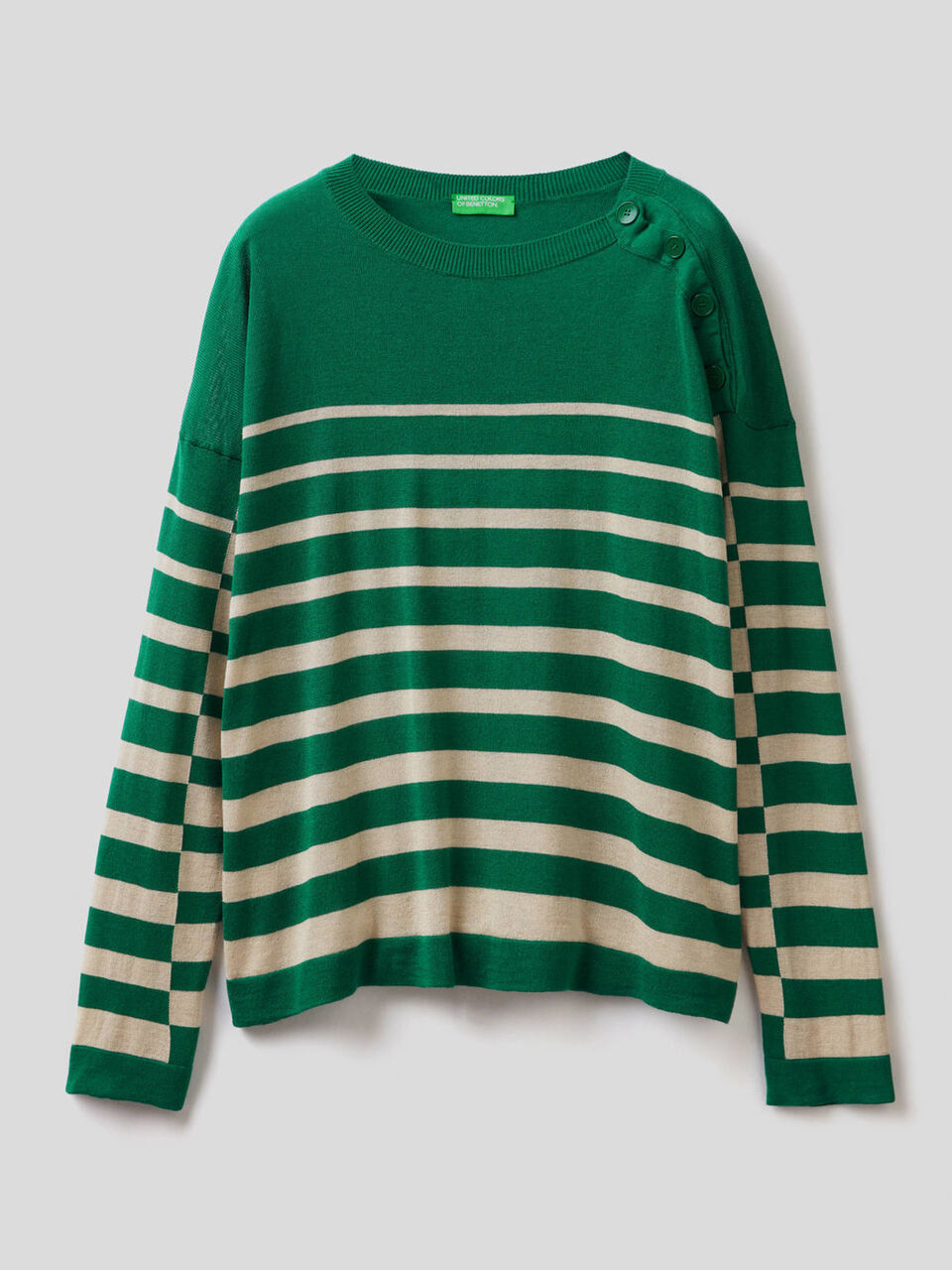 Striped sweater with button detail image number 1