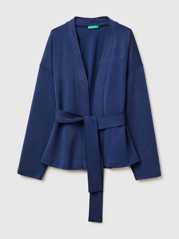 Cardigan with belt in sweat fabric Women