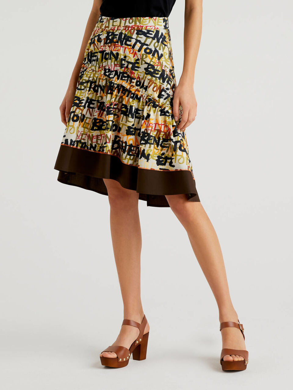 Printed skirt with frill Women image number null